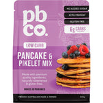300g bag of PBCo. Low Carb Pancake and Pikelet Mix with a stack of pancakes topped with fruit on the label.