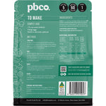 Back of PBCo Sunflower and Linseed Bread Mix 340g bag showing nutritional facts and simple baking instructions.