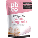 PBCo Vanilla Icing Mix 300g bag, 98% sugar free, low carb, and gluten free for healthy baking.