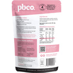 Back of PBCo Vanilla Icing Mix 300g bag showing nutritional information and ingredients.