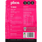 Back of PBCo. Low Carb Vanilla Cupcake Mix 260g bag showing nutritional facts and ingredients on a white background.