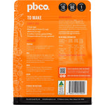 Back of PBCo Low Carb Carrot Cake Mix 350g bag showing nutritional information and ingredients list.