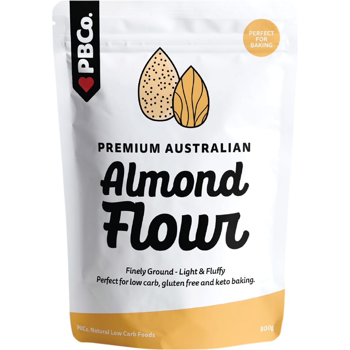 800g bag of PBCo Premium Australian Almond Flour, finely ground and blanched for low carb and gluten-free baking.