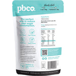 Back of PBCo Erythritol 600g bag showing nutritional facts, ingredients, and keto-friendly baking information.