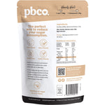Back of a 600g bag of PBco Monk Fruit & Erythritol Blend natural sweetener showing nutrition and ingredient information.
