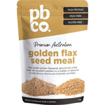 350g bag of PBCo. premium Australian Golden Flax Seed Meal featuring a nutty flavor and high fiber content.