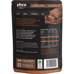 Back of PBCo Chocolate Whey Protein 245g pouch showing nutritional facts, ingredients, and directions for use.