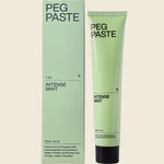 Peg Paste Intense Mint 100g natural toothpaste tube and box with hydroxyapatite on a white background.