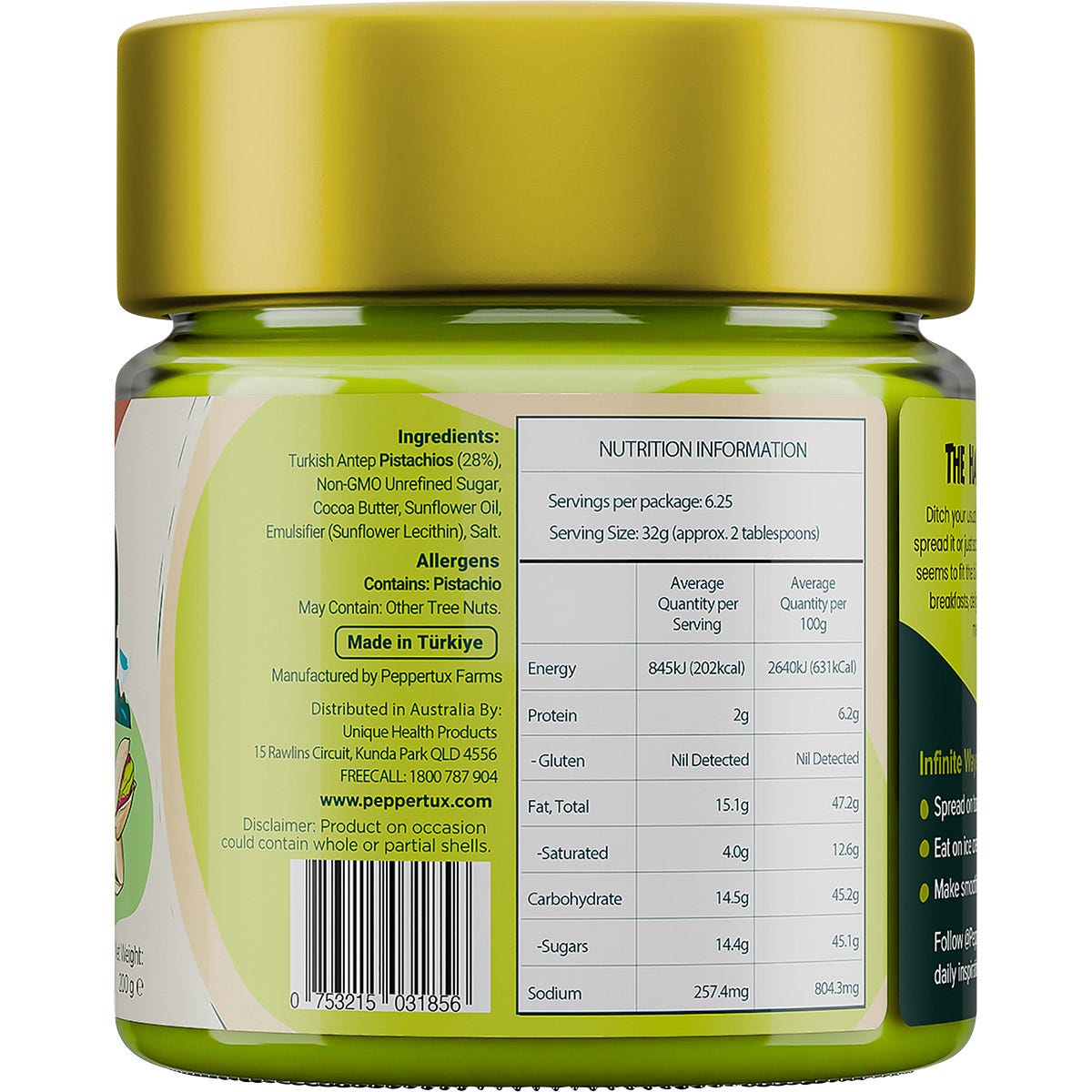 Peppertux Turkish Pistachio Cream 200g