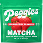Peggies Matcha Strawberry 50g sachet featuring a vibrant green matcha and strawberry design on a white background.