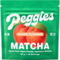 Peggies Matcha Peach 50g resealable pouch featuring a green and peach label with botanical illustrations.