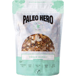 Paleo Hero Vegan Muesli 400g bag featuring a blend of nutrient-dense nuts and seeds on a white background.