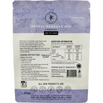 Back of Paleo Hero Primal Pancake Mix Cinnamon 200g bag showing nutritional facts and ingredients.