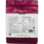 Back of a 250g Paleo Hero Almond Porridge Mix bag in Cinnamon Spice showing ingredients and nutritional information.