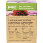 Back of Planet Organic Echinacea Plus tea box showing brewing instructions, ingredients, and product details.