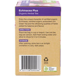 Left side of Planet Organic Echinacea Plus tea box showing organic certification and product features.