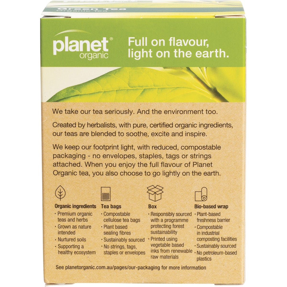 Planet Organic Green Tea Herbal Tea Bags 25 Pack