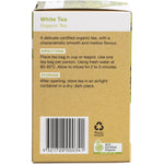 Side view of Planet Organic White Tea box highlighting certified organic, quality, and ethically sourced features.