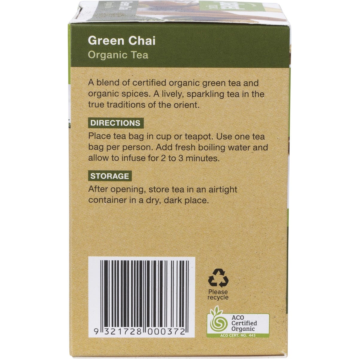 Planet Organic Green Chai Herbal Tea Bags 25 Pack