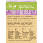 Back of Planet Organic Female Balance tea box showing ingredients, brewing instructions, and organic certification.