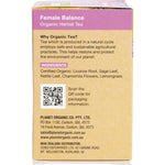 Side of Planet Organic Female Balance tea box showing barcode and Australian-owned logo on a white background.