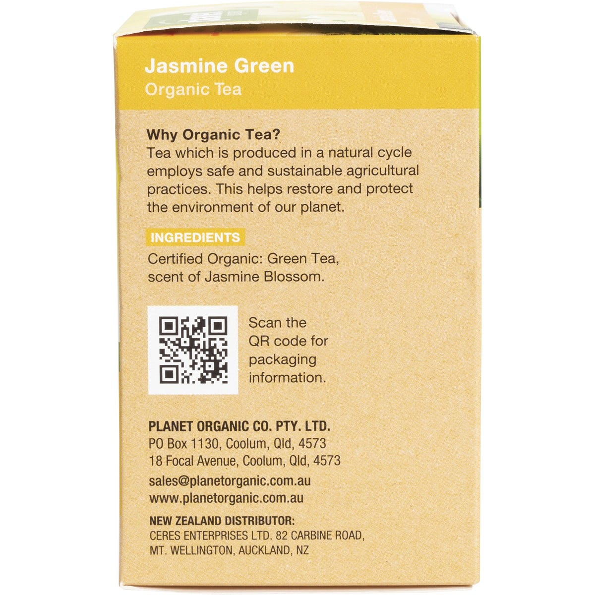 Planet Organic Jasmine Green Herbal Tea Bags 25 Pack