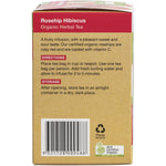 Side view of a Planet Organic Rosehip & Hibiscus tea box showing product benefits and a "Certified Organic" logo.