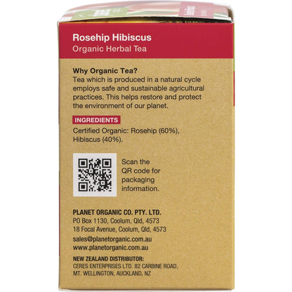 Planet Organic Rosehip & Hibiscus Herbal Tea Bags 25 Pack