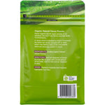 Back of a 175g Planet Organic Cacao Powder bag showing nutritional information and product details.