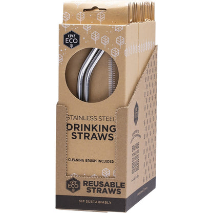 Ever Eco Stainless Steel Straws Bent(Cleaning brush included) 2 Pack