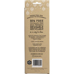 Back of the Ever Eco 4-pack stainless steel bent smoothie straws packaging with product details and a cleaning brush.
