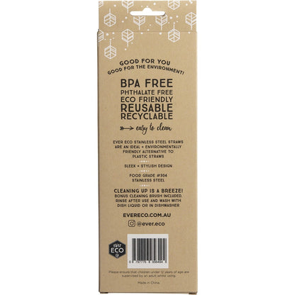 Ever Eco Stainless Steel Straws Bent Smoothie(Cleaning brush included) 4 Pack