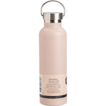 Rose peachy-pink Ever Eco 750ml insulated stainless steel bottle with a silver carry handle lid on a white background.