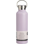 Lilac 750ml Ever Eco insulated stainless steel bottle with a silver cap and carry handle, shown from a side angle.