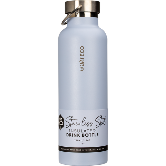 Ever Eco 750ml insulated stainless steel bottle in Cove blue with a matching powder-coated finish and carry handle lid.