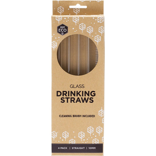 Ever Eco Glass Straws Straight(Cleaning brush included) 4 Pack