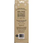 Back of the white and green Ever Eco cardboard packaging for 4 straight stainless steel straws.