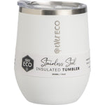 Ever Eco 354ml Cloud white insulated stainless steel tumbler with a matte finish and a clear sliding lid.