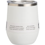 Ever Eco 354ml Cloud white insulated tumbler with a matte finish and clear sliding lid, angled to the left.