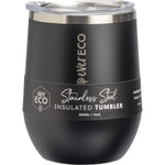 Onyx black 354ml Ever Eco insulated stainless steel tumbler with a clear sliding lid on a white background.