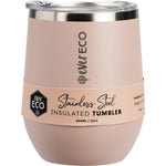 354ml Ever Eco rose pink insulated stainless steel tumbler with a sliding lid on a white background.