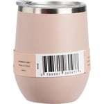 Right side view of a rose pink Ever Eco 354ml insulated tumbler with a sliding lid on a white background.