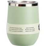 Sage green 354ml Ever Eco insulated tumbler shown from a side angle with a clear sliding lid on a white background.