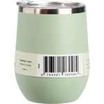 Sage green 354ml Ever Eco insulated tumbler from a right side angle with a clear sliding lid on a white background.