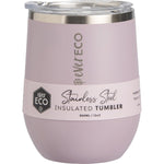 Lilac 354ml Ever Eco insulated tumbler with a matte finish and a clear sliding lid on a white background.