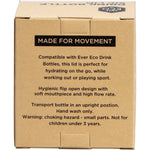 Ever Eco black drink bottle sip lid shown from a side angle on a white background.