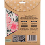 Reverse side of Ever Eco Hawaiian Hibiscus sponge cloths packaging showing product features and care instructions.