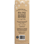 Back of Ever Eco packaging for four straight stainless steel smoothie straws with a cleaning brush.
