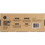 Back of packaging for Ever Eco Reusable Silicone Food Pouches showing usage instructions and product features.