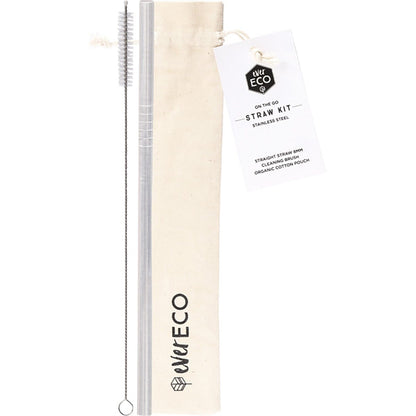 Ever Eco Stainless Steel Straw Kit Straight(Cleaning brush included)